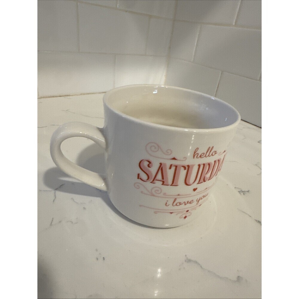 Hello Saturday I Love You Pink Opalhouse Stoneware 16 oz Coffee Mug from Target - Picture 6 of 10